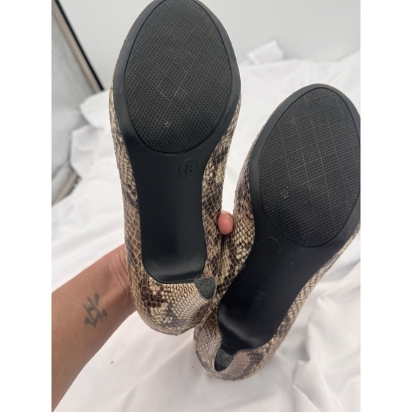 Merona Heels Womens 8 M Pump Brown Leather Snake Skin Slip On Stiletto Heels - Picture 8 of 8